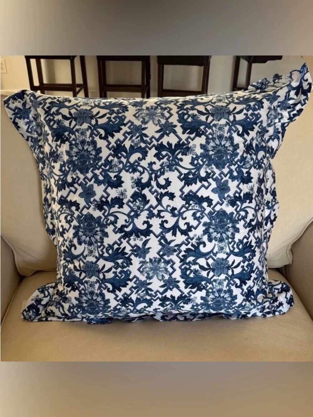 Rare Ralph Lauren Blue Dorsey Euro Pillow Sham